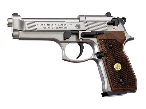 Beretta CO2 Pistole M 92 FS poliert mit Holzgriffschalen Beretta CO2 Pistole M 92 FS poliert mit Holzgriffschalen