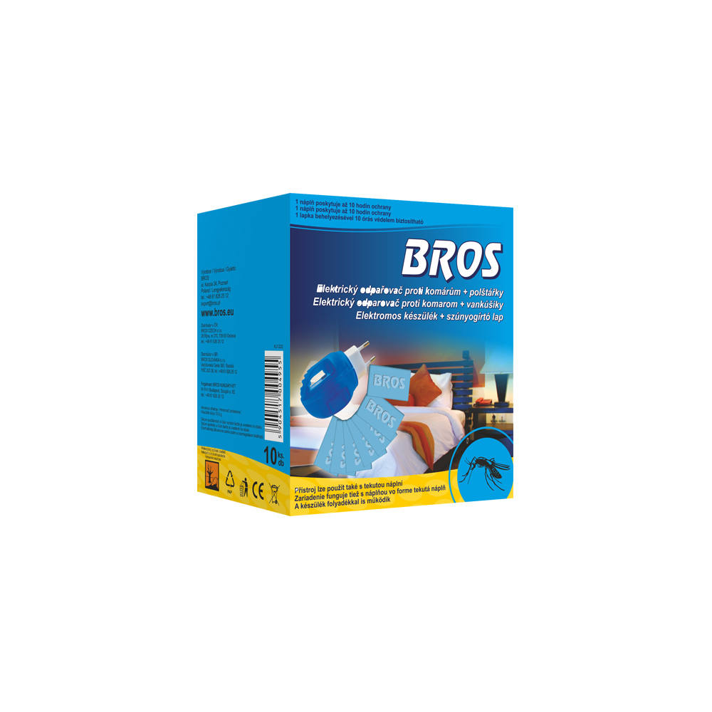 BROS beltéri szúnyogirtó elektr. készülék + 10 db lapka BROB010
