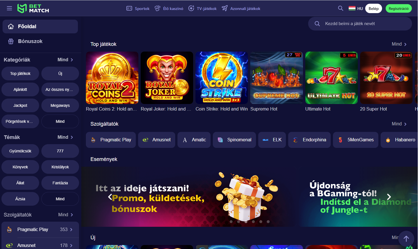 BetMatch Nyerőgépek