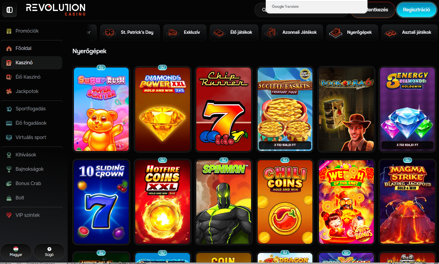 Revolution Casino Nyerőgépek