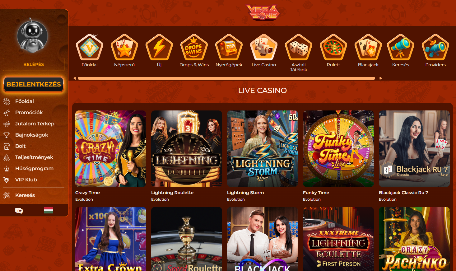 Vegazone Casino Élő Kaszinó