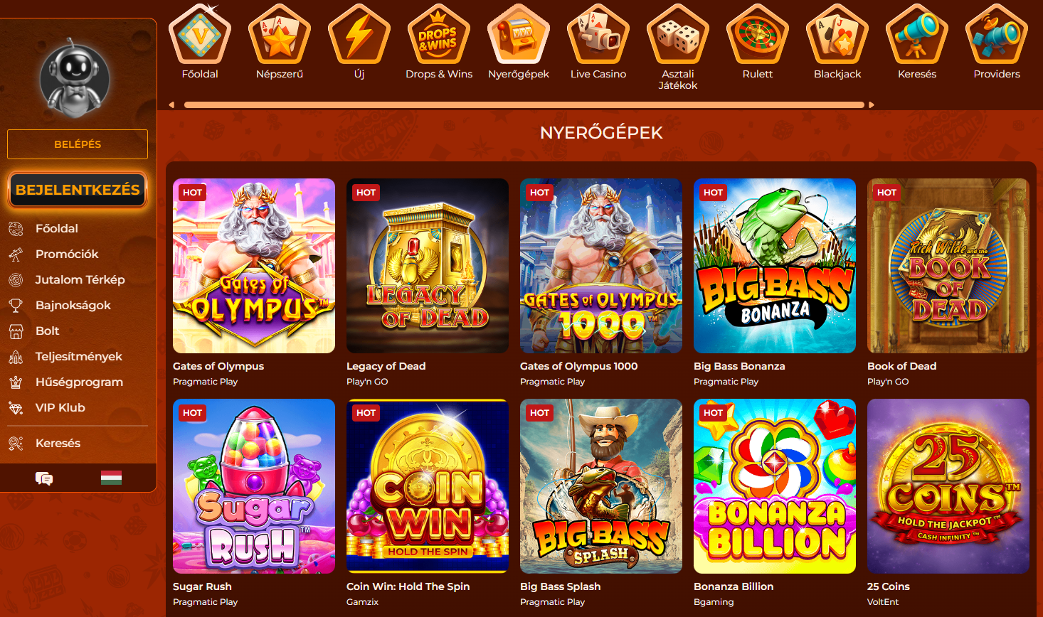 Vegazone Casino Nyerőgépek